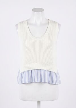 NEW CENTRAL PARK WEST ruffle hem knit tank in white